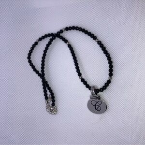 Brighton C silver tone pendant with black crystal necklace